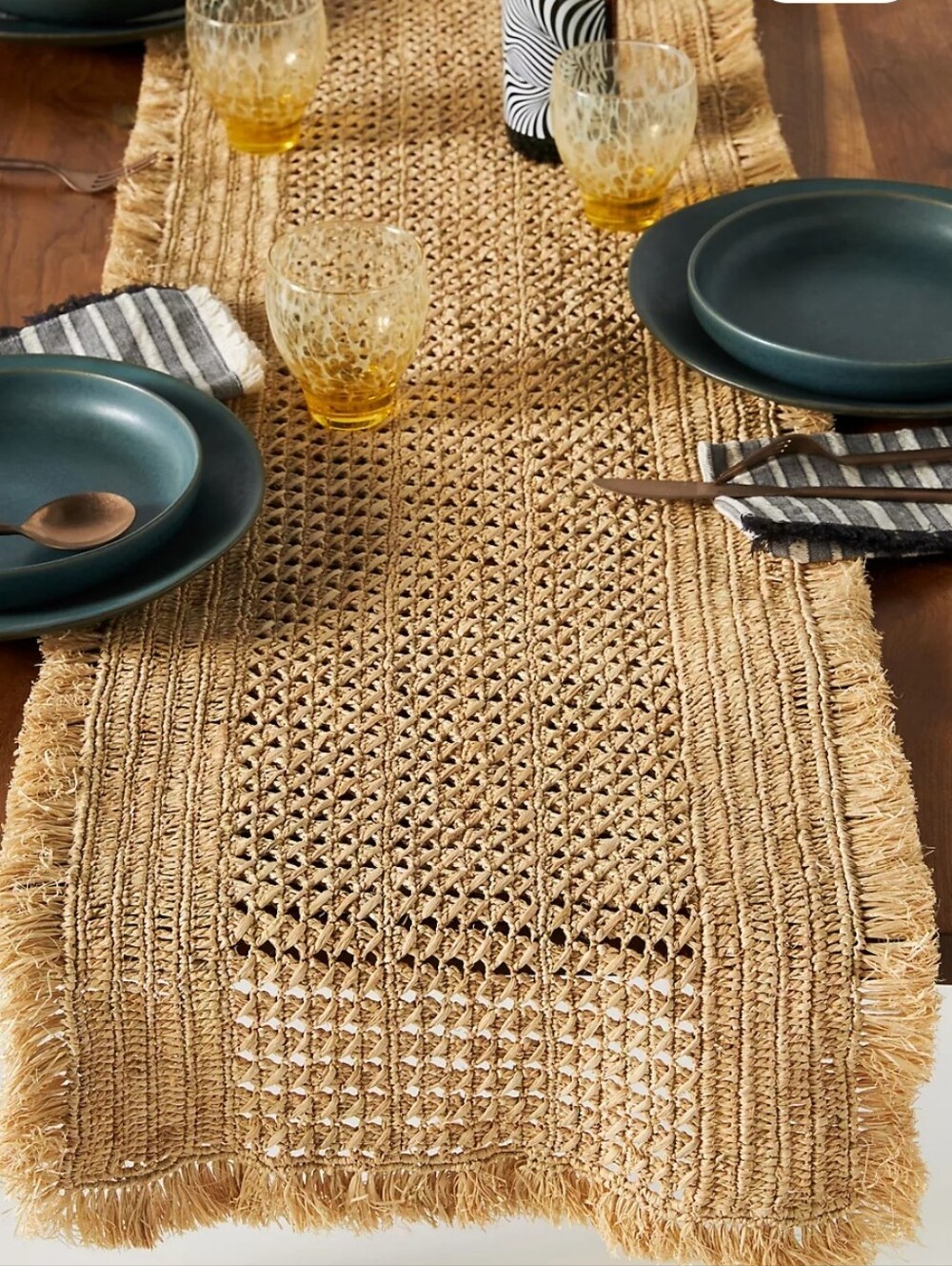 Anthropologie Payton James Iazid Raffia Table Runner - natural